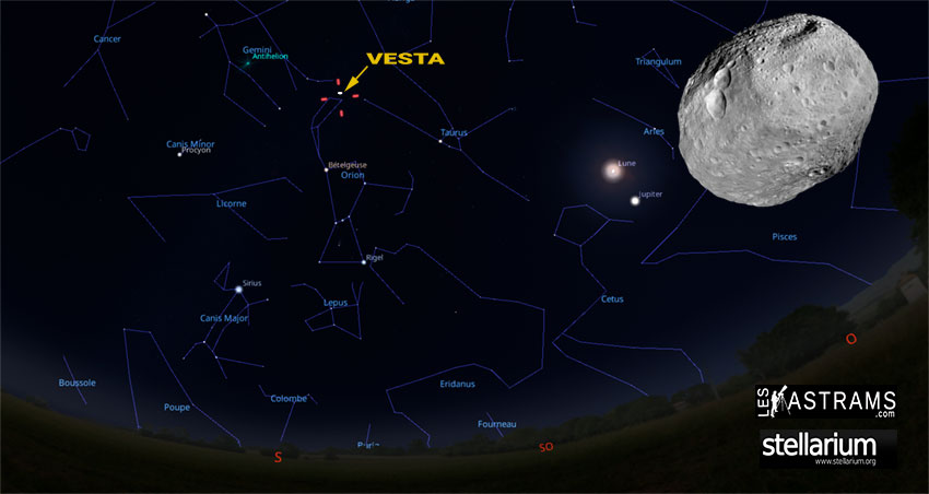 passage astéroïde VESTA décembre 2023 