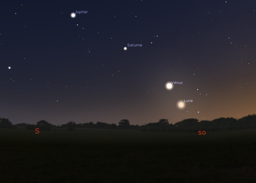 2021 12 06 alignement Jupiter Saturne Venus Lune