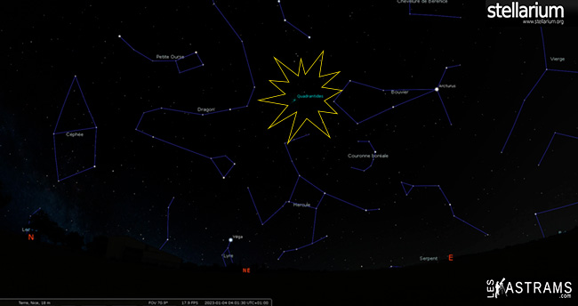 pluie d'étoiles filantes quadrantides 2023