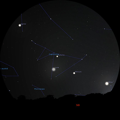 alignement venus mercure saturne jupiter janvier 2022