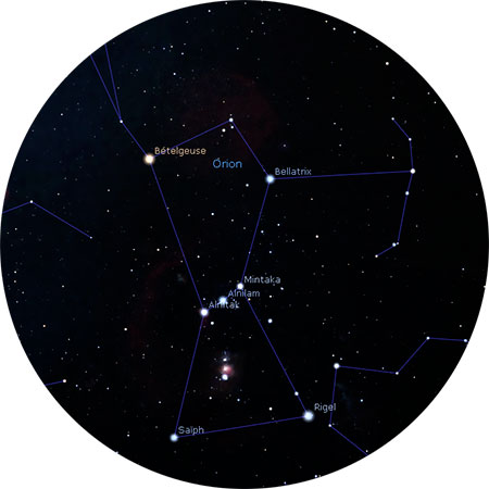 carte de la constellation d'Orion 
