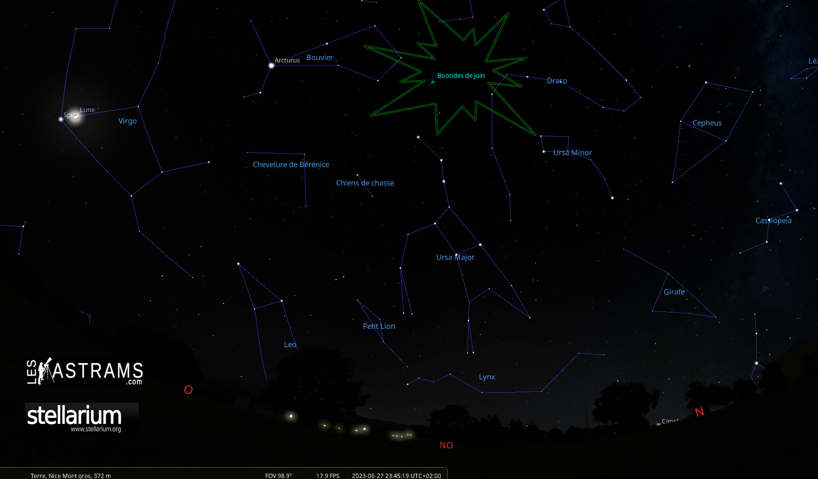 Astronomie observez les pluies étoiles filantes Bootides de juin